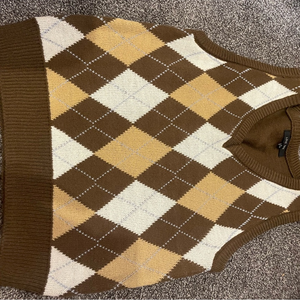 Brown and Cream Argyle Sweater Vest